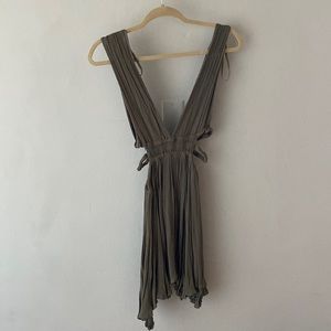 Olive Green Cut Out Mini Dress